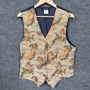 Vintage etoile Womens Size 14Tapestry Vest Cherubs Grandma Layering Angels